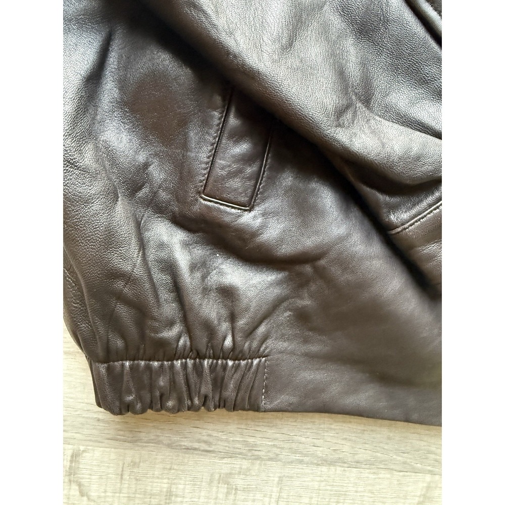 Brooks Brothers Leather Harrington Jacket Size XL Dark Brown/light Black Zip Up - Picture 3 of 16